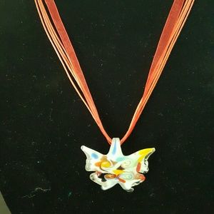 Multi-color Butterfly Glass Necklace